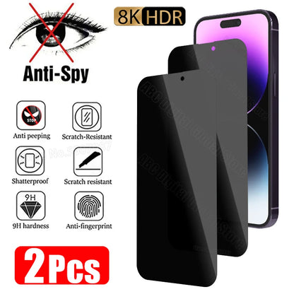 2PCS Privacy Glass for Iphone 15 14 13 12 11 Pro Max Mini Anti-Spy Screen Protector for Iphone X XS XR 7 8 6 plus SE 2020 2022